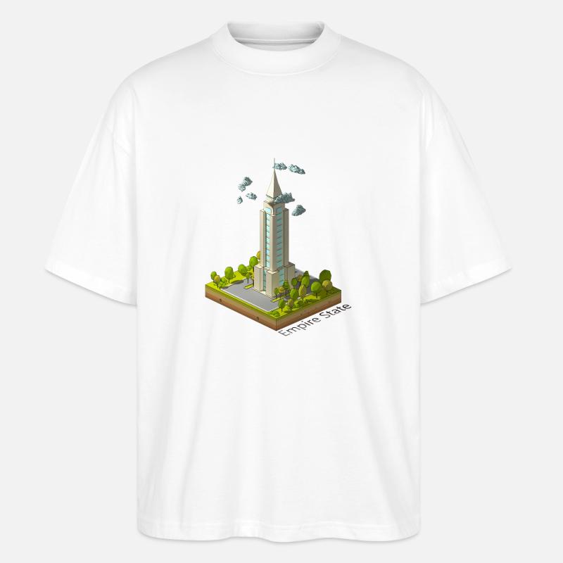 Geometrisches Low-Poly-Empire-Gebäude - Stanley/Stella Oversized Unisex Bio T-Shirt Blaster 2.0 - Weiß