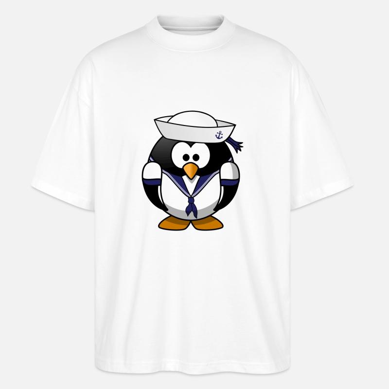 Matrosen Pinguin Geschenkidee Sonderangebot - Stanley/Stella Oversized Unisex Bio T-Shirt Blaster 2.0 - Weiß