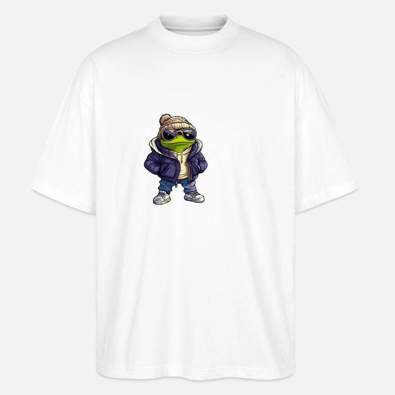 Frog Cool Comic - Stanley/Stella Oversized Unisex Organic T-shirt Blaster 2.0 - white