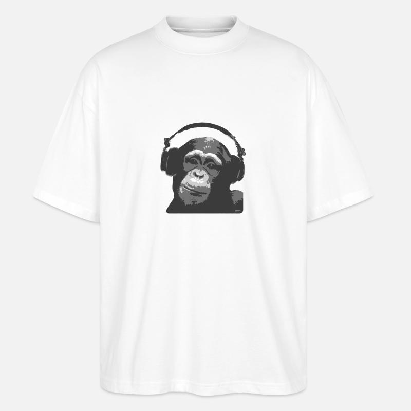 DJ MONKEY by wam - Stanley/Stella Oversized Unisex Bio T-Shirt Blaster 2.0 - Weiß