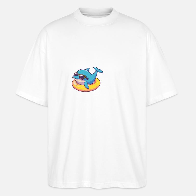 Dauphin Bande Dessinée Cool - T-shirt bio Blaster 2.0 coupe oversize Stanley/Stella Unisexe - blanc