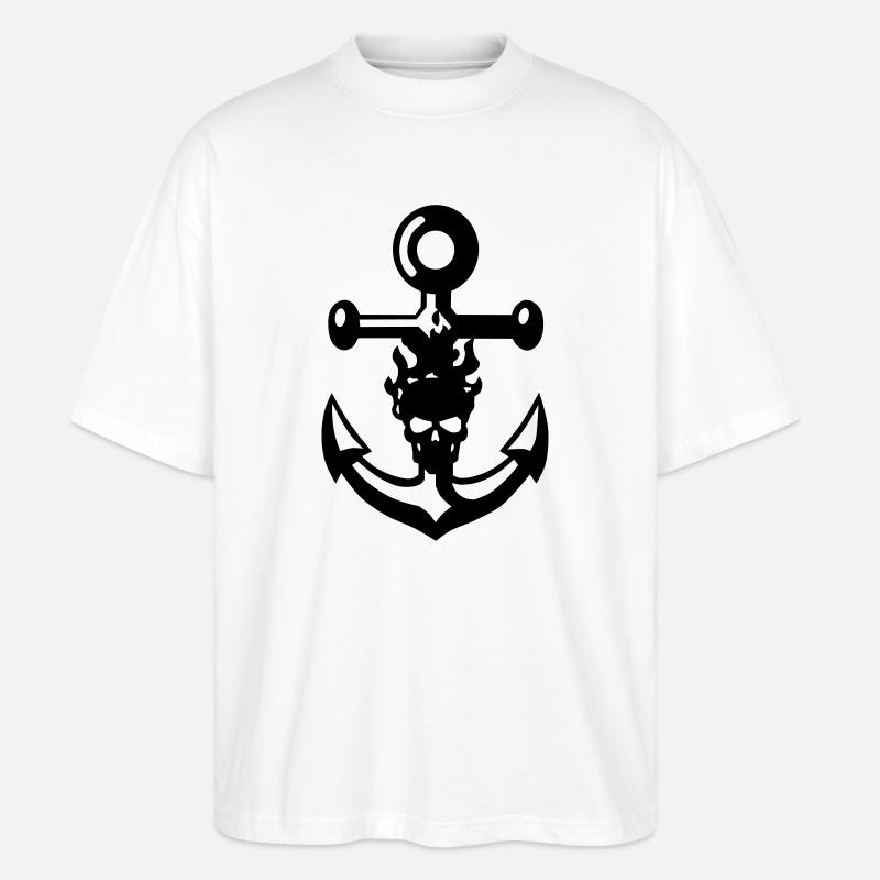 Anker und Schädel - Stanley/Stella Oversized Unisex Bio T-Shirt Blaster 2.0 - Weiß