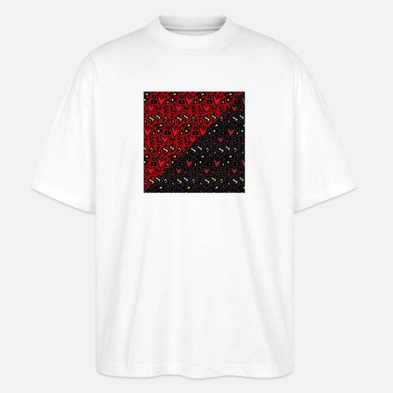 Rotes und Schwarzes Stammesherz - Stanley/Stella Oversized Unisex Bio T-Shirt Blaster 2.0 - Weiß