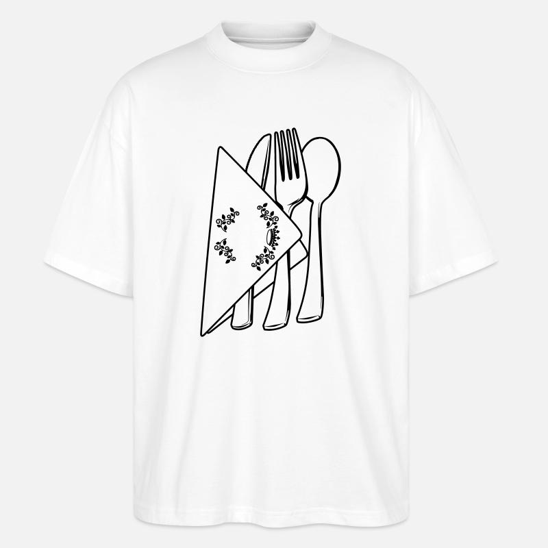 Besteck in luxuriöser Serviette - Stanley/Stella Oversized Unisex Bio T-Shirt Blaster 2.0 - Weiß