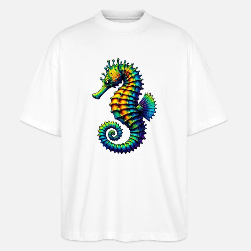Seepferdchen - Stanley/Stella Oversized Unisex Bio T-Shirt Blaster 2.0 - Weiß
