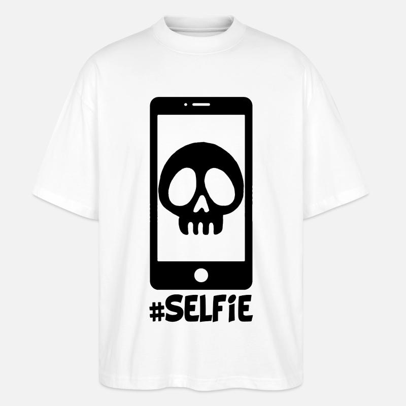 Selfie eines schwarzen Totenkopfs - Stanley/Stella Oversized Unisex Bio T-Shirt Blaster 2.0 - Weiß
