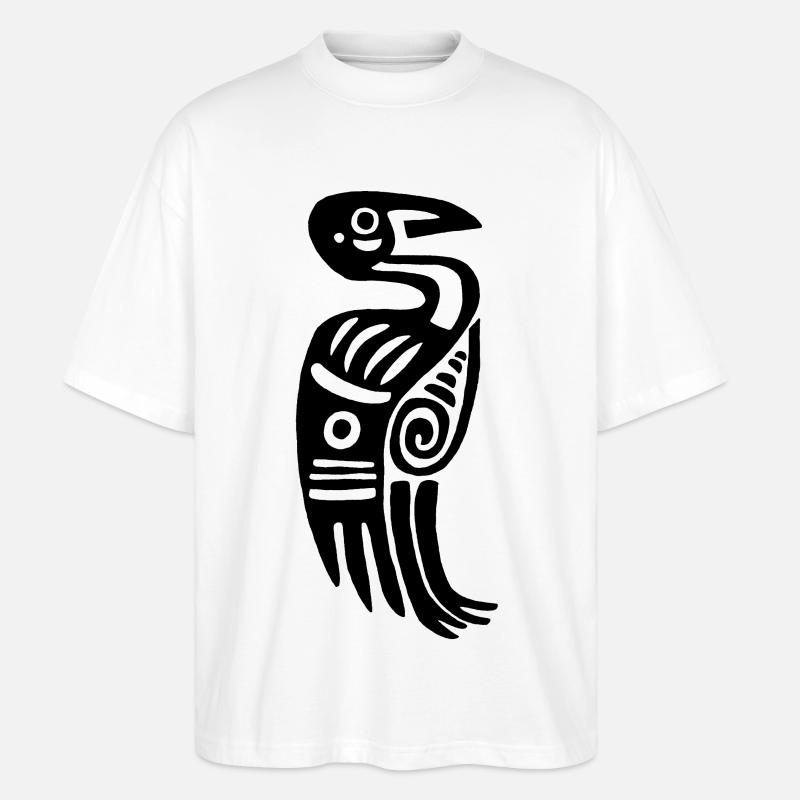 Schwarzer Stammesvogel - Stanley/Stella Oversized Unisex Bio T-Shirt Blaster 2.0 - Weiß