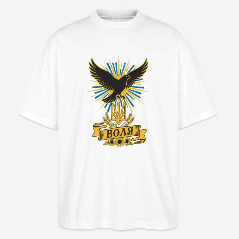 Rabe der Freiheit mit Dreizack - Stanley/Stella Oversized Unisex Bio T-Shirt Blaster 2.0 - Weiß