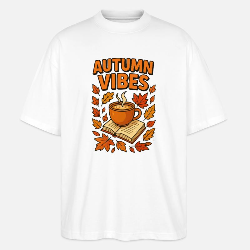 Herbstvibes Kaffee und Buch - Stanley/Stella Oversized Unisex Bio T-Shirt Blaster 2.0 - Weiß