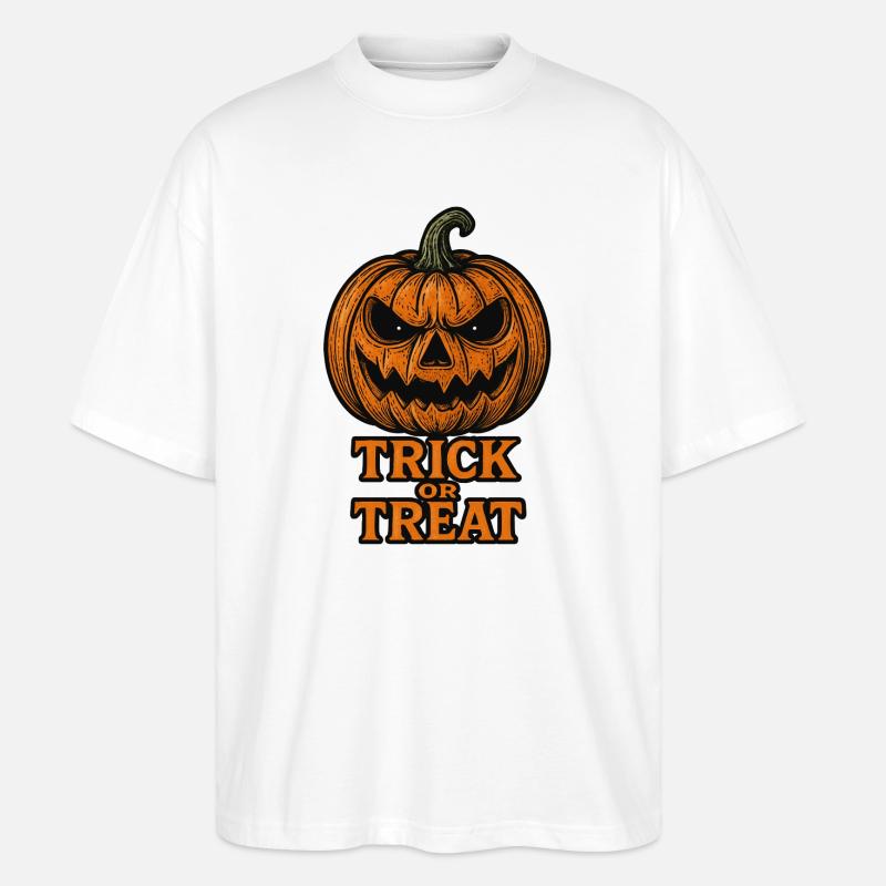 Halloween Kürbis - Süßes oder Saures - Stanley/Stella Oversized Unisex Bio T-Shirt Blaster 2.0 - Weiß
