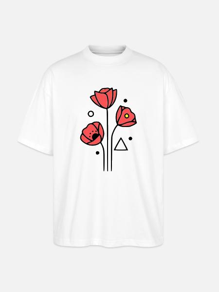 Poppy-Poppies-Minimalist-Line-Art-4 - Stanley/Stella Oversized Unisex Organic T-shirt Blaster 2.0 - white