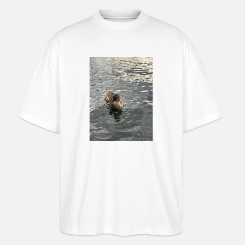 Ente auf ruhigem Wasser - Stanley/Stella Oversized Unisex Bio T-Shirt Blaster 2.0 - Weiß