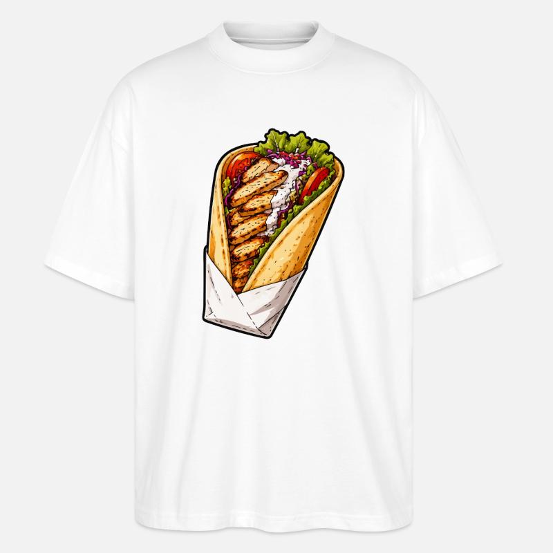 Illustration de wrap de poulet - T-shirt bio Blaster 2.0 coupe oversize Stanley/Stella Unisexe - blanc