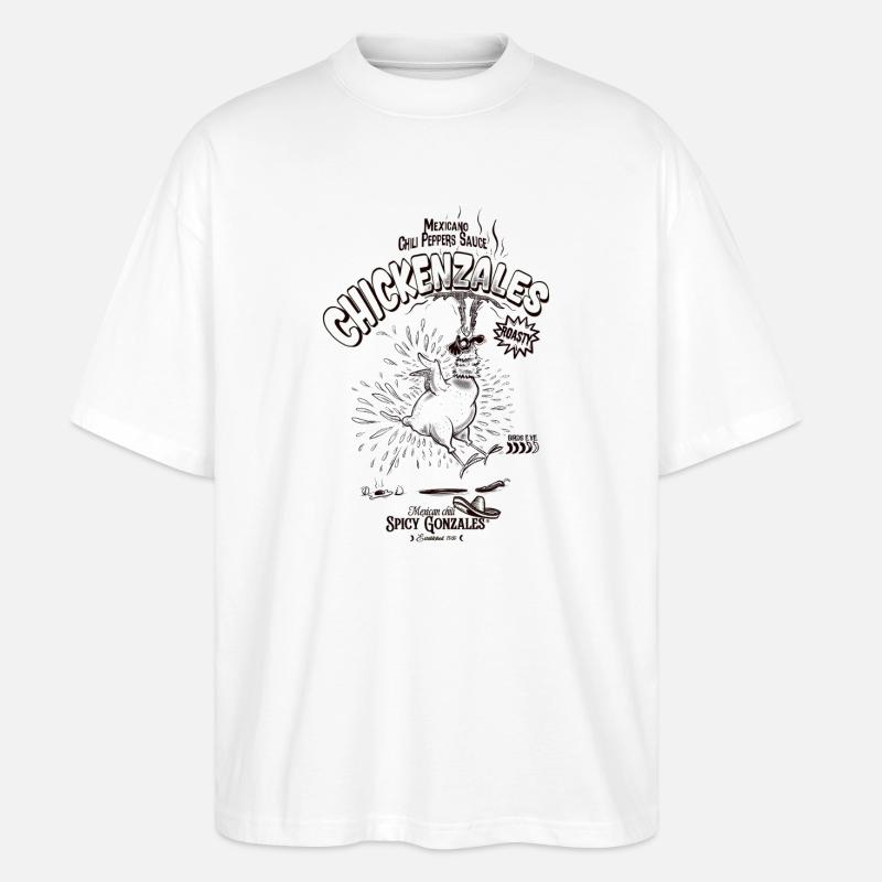 Poulet Salsa Épicée Gonzales - T-shirt bio Blaster 2.0 coupe oversize Stanley/Stella Unisexe - blanc