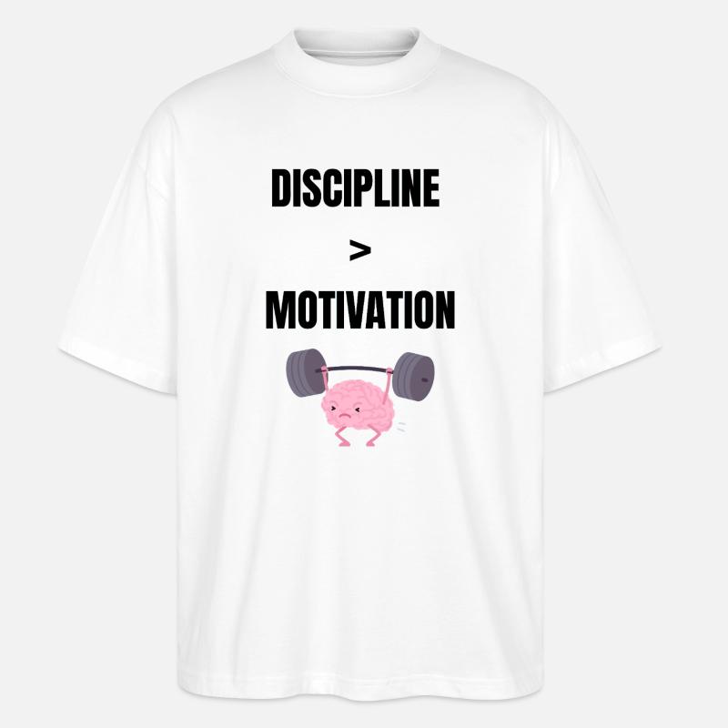 Disziplin über Motivation - Stanley/Stella Oversized Unisex Bio T-Shirt Blaster 2.0 - Weiß