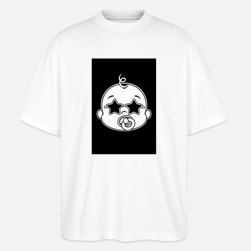 Bébé Étoiles et Sucette - T-shirt bio Blaster 2.0 coupe oversize Stanley/Stella Unisexe - blanc