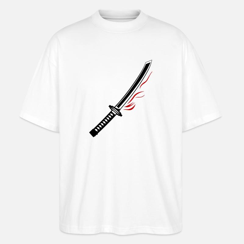 Samurai Schwert Icon - Stanley/Stella Oversized Unisex Bio T-Shirt Blaster 2.0 - Weiß