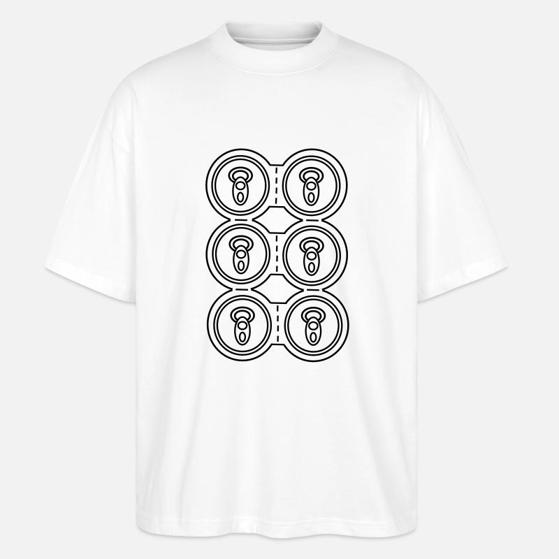 Sixpack Dosen / Bier - Stanley/Stella Oversized Unisex Bio T-Shirt Blaster 2.0 - Weiß