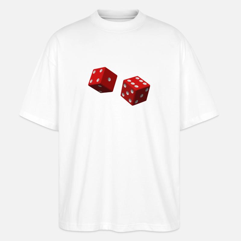 Rote Würfel - Stanley/Stella Oversized Unisex Bio T-Shirt Blaster 2.0 - Weiß