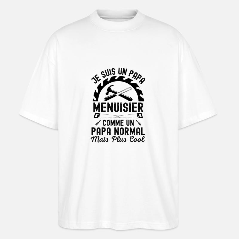 Papa menuisier cool 1 - T-shirt bio Blaster 2.0 coupe oversize Stanley/Stella Unisexe - blanc