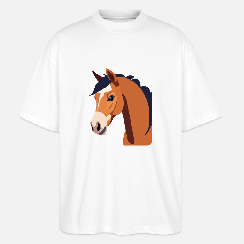 Pferdekopf braunes Pferd - Stanley/Stella Oversized Unisex Bio T-Shirt Blaster 2.0 - Weiß
