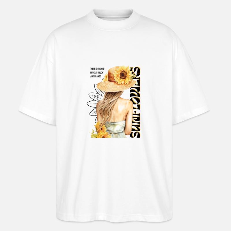 Sonnenblumen-Mädchen - Stanley/Stella Oversized Unisex Bio T-Shirt Blaster 2.0 - Weiß