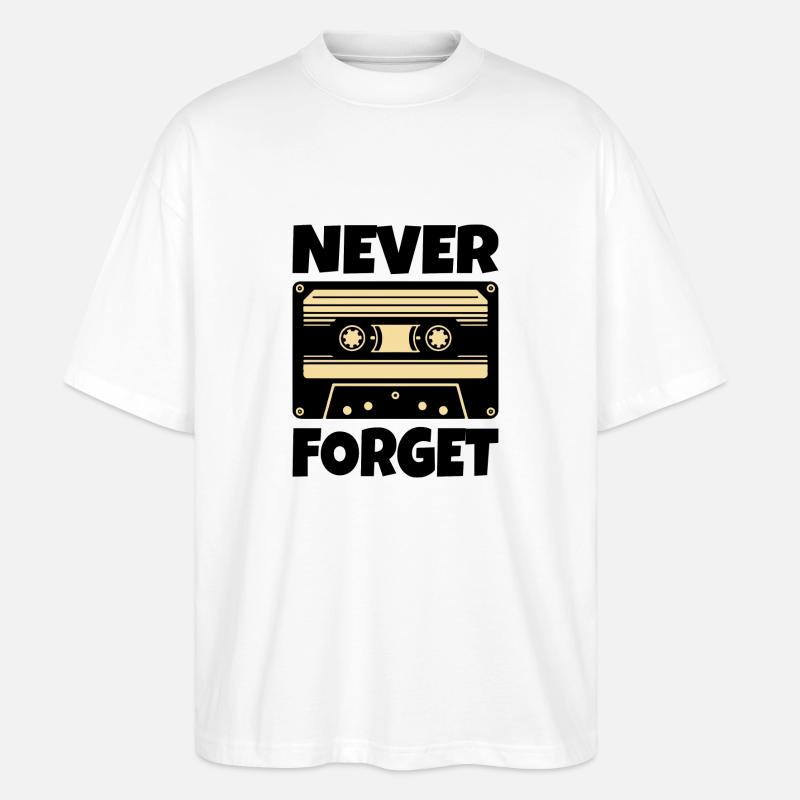 Kassette Retro Never Forget - Stanley/Stella Oversized Unisex Bio T-Shirt Blaster 2.0 - Weiß