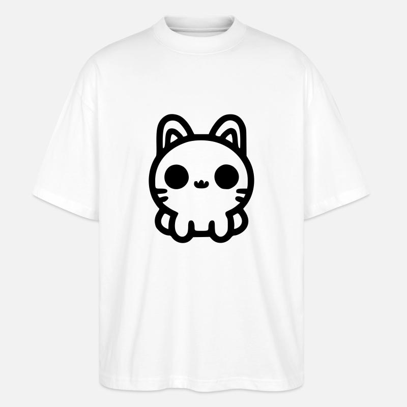 Niedliche Katze sitzt - Stanley/Stella Oversized Unisex Bio T-Shirt Blaster 2.0 - Weiß