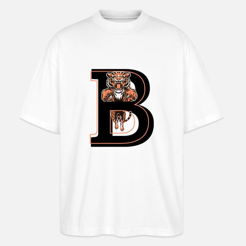 Letter b tiger - gift idea - Stanley/Stella Oversized Unisex Organic T-shirt Blaster 2.0 - white