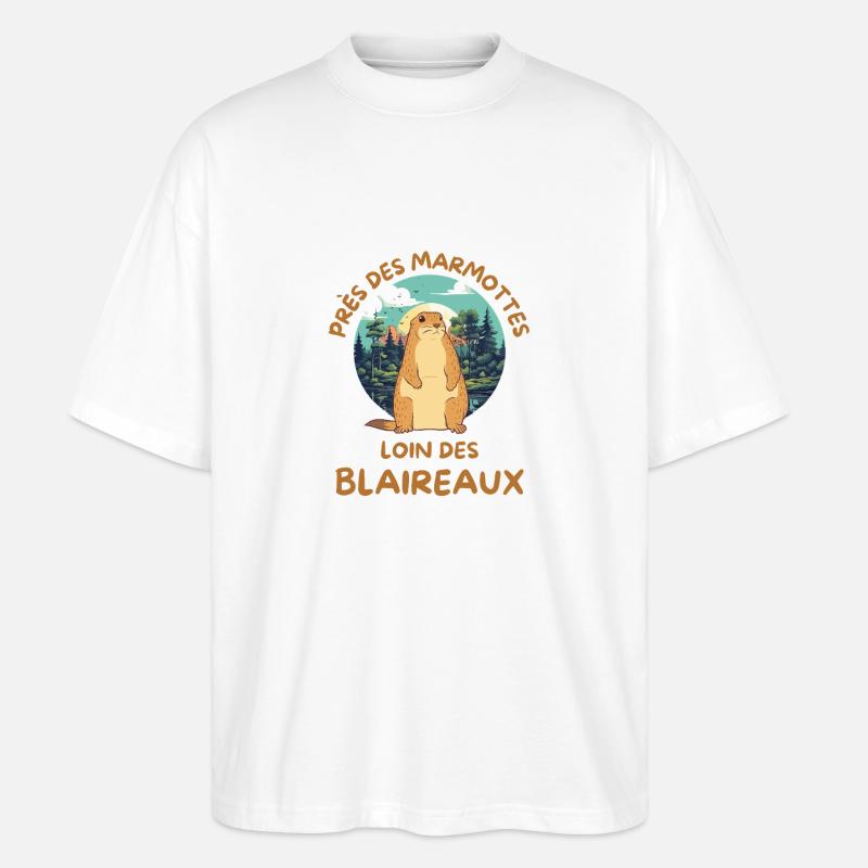 Humour marmotte - T-shirt bio Blaster 2.0 coupe oversize Stanley/Stella Unisexe - blanc