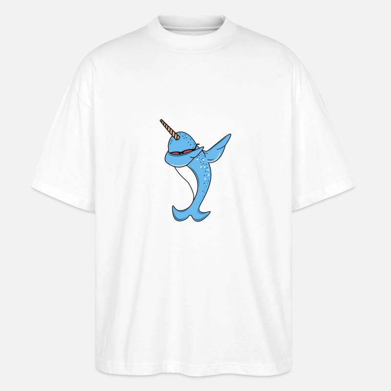 Funny Narwhal Dab - Stanley/Stella Oversized Unisex Bio T-Shirt Blaster 2.0 - Weiß