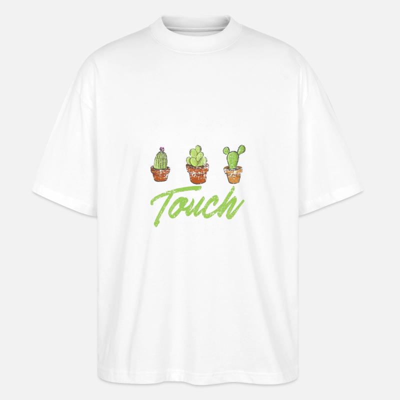 Funny Cactus Shirt Distressed - Stanley/Stella Oversized Unisex Organic T-shirt Blaster 2.0 - white