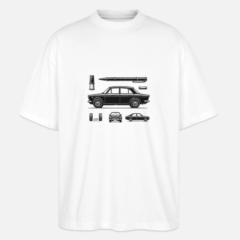 Schwarzer Oldtimer - Stanley/Stella Oversized Unisex Bio T-Shirt Blaster 2.0 - Weiß