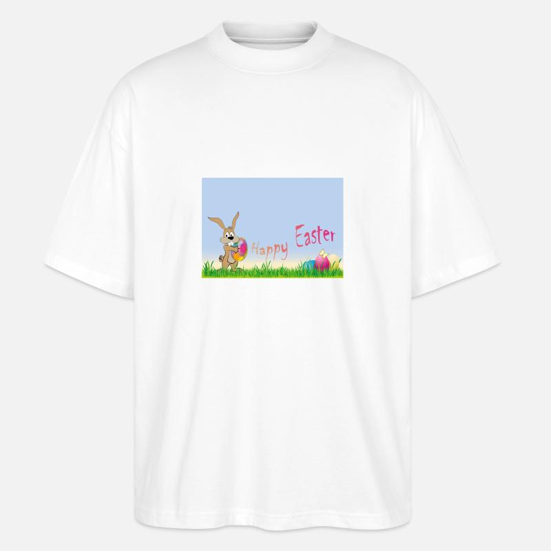 Joyeuses Pâques - T-shirt bio Blaster 2.0 coupe oversize Stanley/Stella Unisexe - blanc