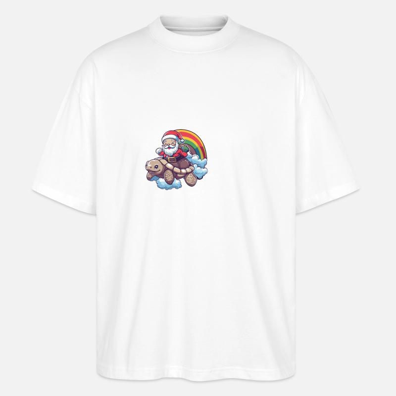 Schildkröte Weihnachtsmann Regenbogen - Stanley/Stella Oversized Unisex Bio T-Shirt Blaster 2.0 - Weiß