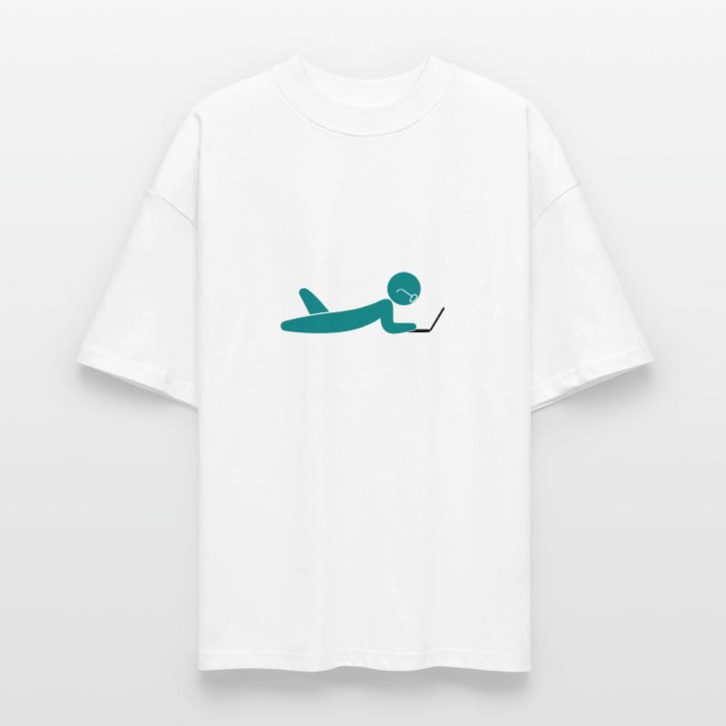 A programmer using a laptop Stanley/Stella Oversized Unisex Organic T-shirt Blaster 2.0
