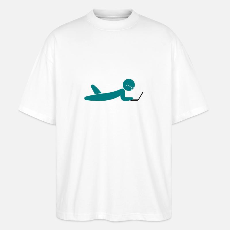 A programmer using a laptop - Stanley/Stella Oversized Unisex Organic T-shirt Blaster 2.0 - white