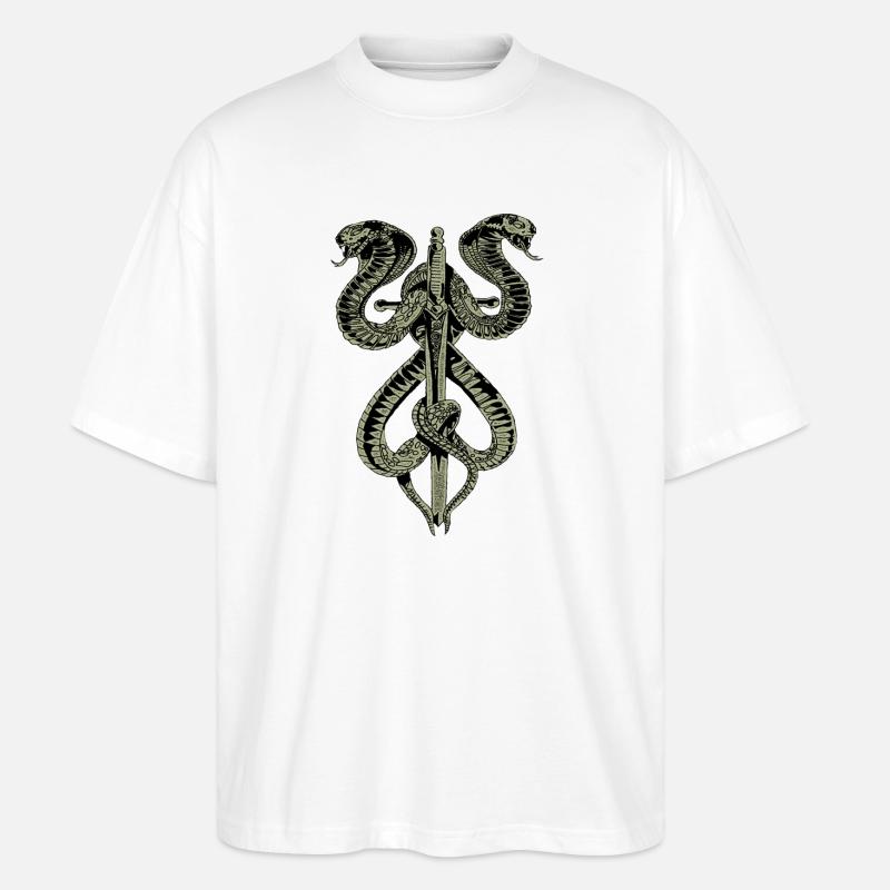 Schlange Schwert Gotik Mode Fun Spass - Stanley/Stella Oversized Unisex Bio T-Shirt Blaster 2.0 - Weiß