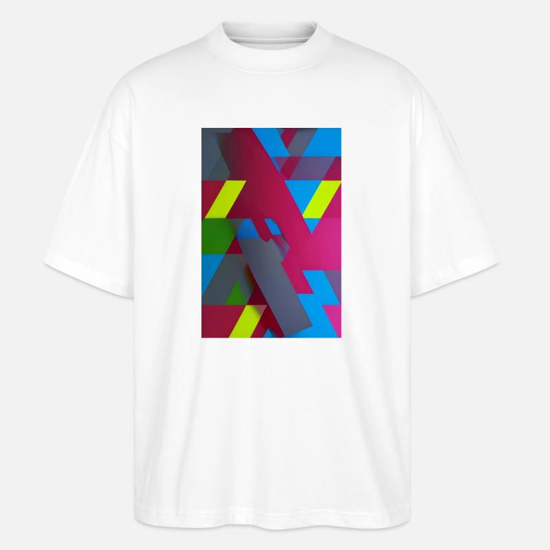 Neon Geometric Triangle Composition - Stanley/Stella Oversized Unisex Organic T-shirt Blaster 2.0 - white