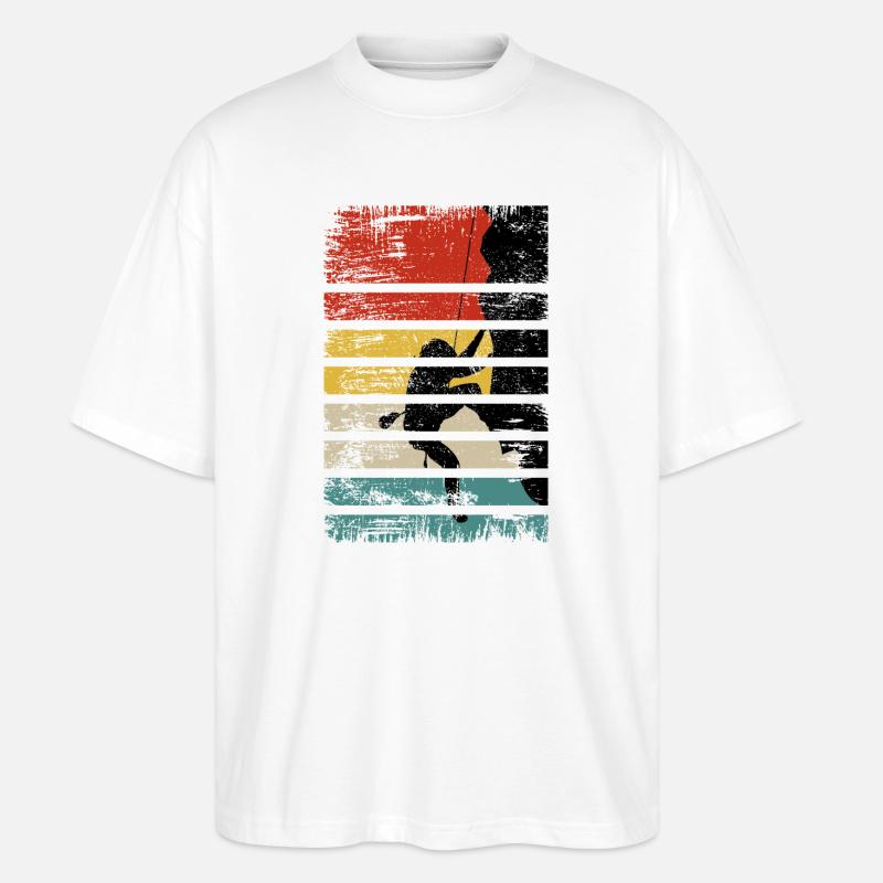 Kletterer auf Sunset Stripes - Stanley/Stella Oversized Unisex Bio T-Shirt Blaster 2.0 - Weiß