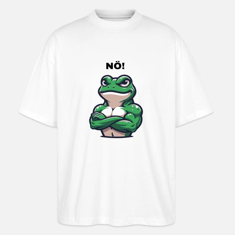 Trotziger Frosch mit 'NÖ!' - Einzigartiges Design - Stanley/Stella Oversized Unisex Bio T-Shirt Blaster 2.0 - Weiß