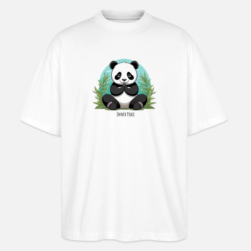 Inner Peace – Meditierender Panda - Stanley/Stella Oversized Unisex Bio T-Shirt Blaster 2.0 - Weiß