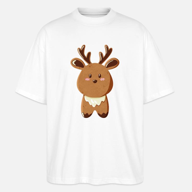 Rentier als Plätzchen - Stanley/Stella Oversized Unisex Bio T-Shirt Blaster 2.0 - Weiß