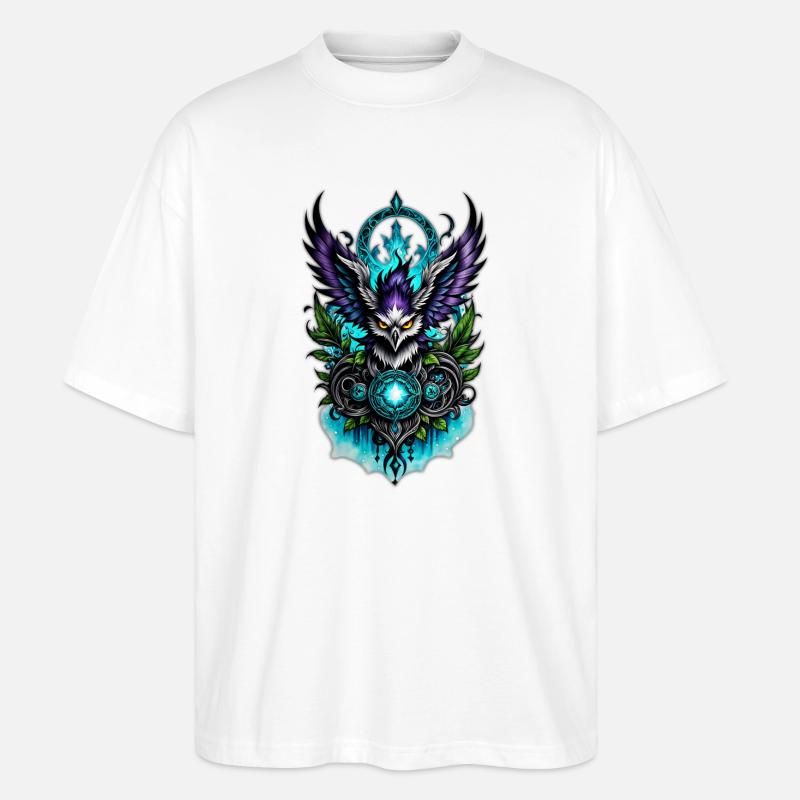 Hibou avec des éléments magiques. - T-shirt bio Blaster 2.0 coupe oversize Stanley/Stella Unisexe - blanc