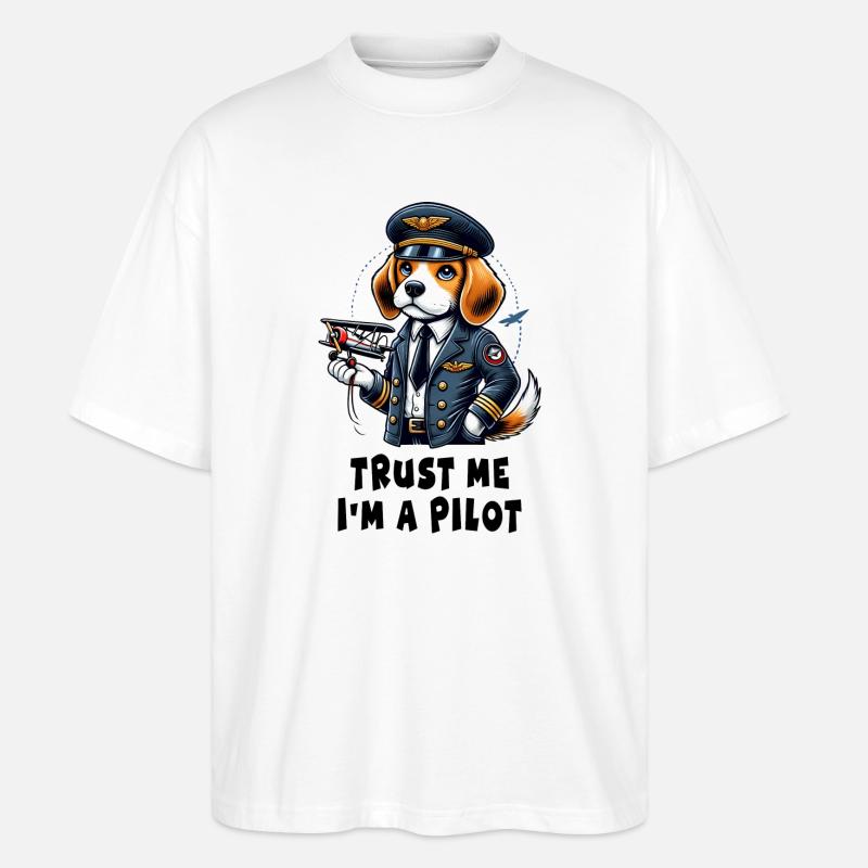 Beagle Pilot - Stanley/Stella Oversized Unisex Bio T-Shirt Blaster 2.0 - Weiß
