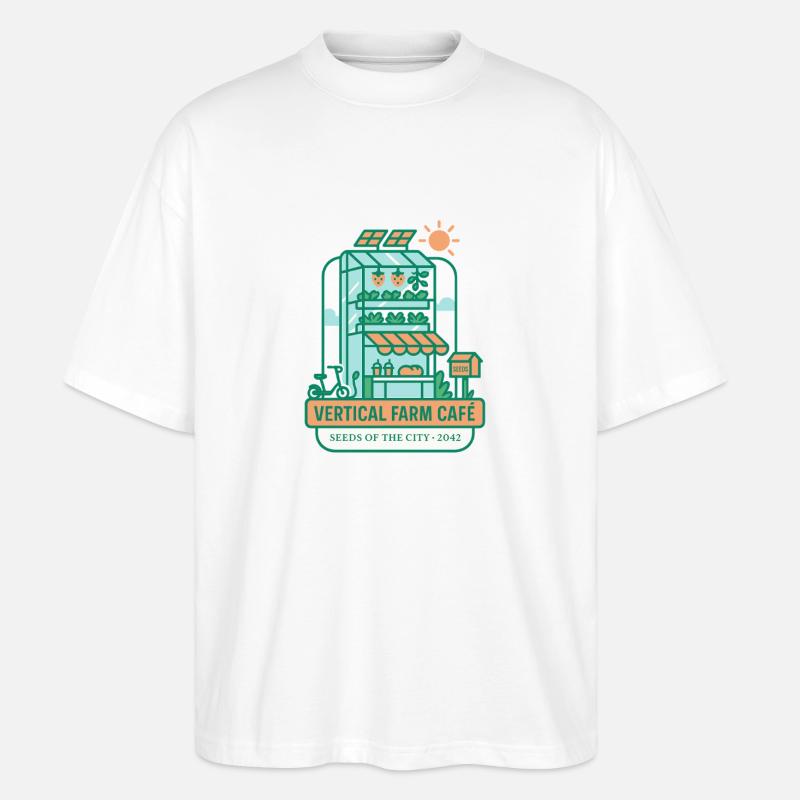 Vertical Farm Café - Stanley/Stella Oversized Unisex Bio T-Shirt Blaster 2.0 - Weiß