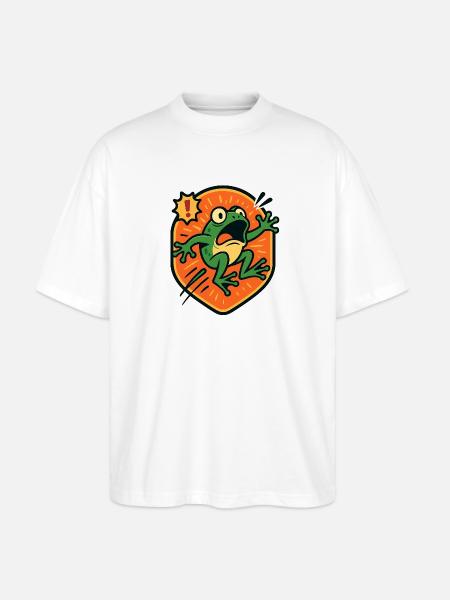 Panic Frog badge - Stanley/Stella Oversized Unisex Organic T-shirt Blaster 2.0 - white