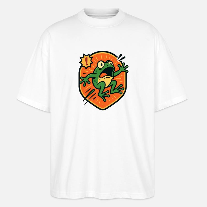 Panikfrosch-Abzeichen - Stanley/Stella Oversized Unisex Bio T-Shirt Blaster 2.0 - Weiß