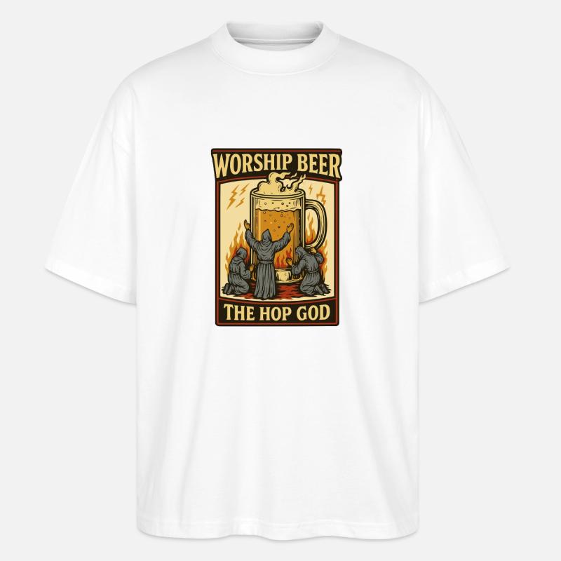 Dieu du Houblon du Culte - T-shirt bio Blaster 2.0 coupe oversize Stanley/Stella Unisexe - blanc