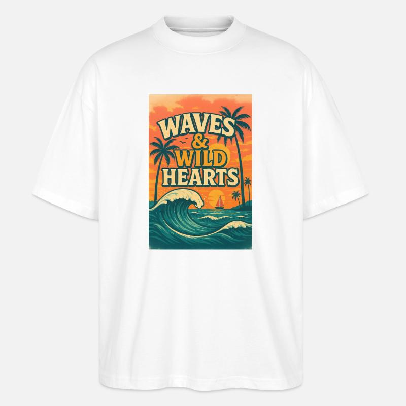 Waves & Wild Hearts - Stanley/Stella Oversized Unisex Bio T-Shirt Blaster 2.0 - Weiß
